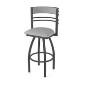 860 Hunter Swivel Stool with Pewter Finish and Canter Folkstone Grey Seat and Back, AGS-86025PW007