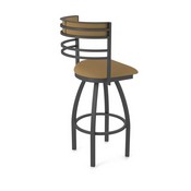 860 Hunter Swivel Stool with Pewter Finish and Canter Saddle Seat and Back, AGS-86025PW012