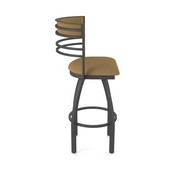 860 Hunter Swivel Stool with Pewter Finish and Canter Saddle Seat and Back, AGS-86025PW012
