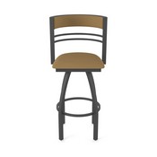 860 Hunter Swivel Stool with Pewter Finish and Canter Saddle Seat and Back, AGS-86025PW012