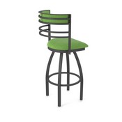 860 Hunter Swivel Stool with Pewter Finish and Graph Parrot Seat and Back, AGS-86025PW015