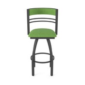 860 Hunter Swivel Stool with Pewter Finish and Graph Parrot Seat and Back, AGS-86025PW015