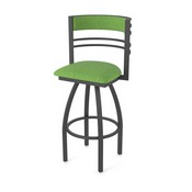 860 Hunter Swivel Stool with Pewter Finish and Graph Parrot Seat and Back, AGS-86025PW015