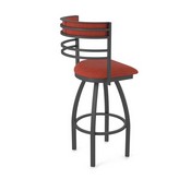 860 Hunter Swivel Stool with Pewter Finish and Graph Poppy Seat and Back, AGS-86025PW021