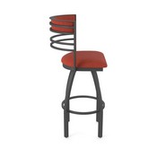 860 Hunter Swivel Stool with Pewter Finish and Graph Poppy Seat and Back, AGS-86025PW021