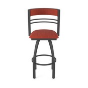 860 Hunter Swivel Stool with Pewter Finish and Graph Poppy Seat and Back, AGS-86025PW021