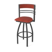 860 Hunter Swivel Stool with Pewter Finish and Graph Poppy Seat and Back, AGS-86025PW021
