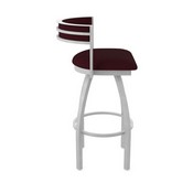 861 Artemis Swivel Stool with Anodized Nickel Finish and Canter Bordeaux Seat and Back, AGS-86125AN005