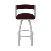 861 Artemis Swivel Stool with Anodized Nickel Finish and Canter Bordeaux Seat and Back, AGS-86125AN005