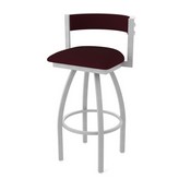 861 Artemis Swivel Stool with Anodized Nickel Finish and Canter Bordeaux Seat and Back, AGS-86125AN005