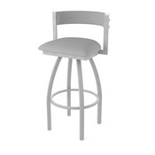 861 Artemis Swivel Stool with Anodized Nickel Finish and Canter Folkstone Grey Seat and Back, AGS-86125AN007