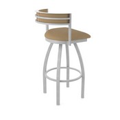 861 Artemis Swivel Stool with Anodized Nickel Finish and Canter Sand Seat and Back, AGS-86125AN013