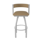 861 Artemis Swivel Stool with Anodized Nickel Finish and Canter Sand Seat and Back, AGS-86125AN013