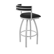 861 Artemis Swivel Stool with Anodized Nickel Finish and Black Vinyl Seat and Back, AGS-86125ANBlkVinyl