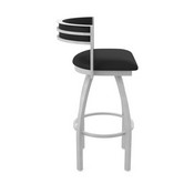 861 Artemis Swivel Stool with Anodized Nickel Finish and Black Vinyl Seat and Back, AGS-86125ANBlkVinyl