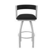 861 Artemis Swivel Stool with Anodized Nickel Finish and Black Vinyl Seat and Back, AGS-86125ANBlkVinyl