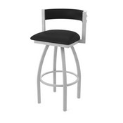 861 Artemis Swivel Stool with Anodized Nickel Finish and Black Vinyl Seat and Back, AGS-86125ANBlkVinyl