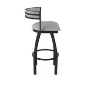 861 Artemis Swivel Stool with Black Wrinkle Finish and Canter Folkstone Grey Seat and Back, AGS-86125BW007