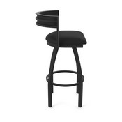 861 Artemis Swivel Stool with Black Wrinkle Finish and Black Vinyl Seat and Back, AGS-86125BWBlkVinyl