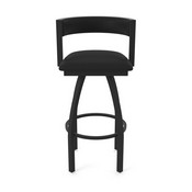 861 Artemis Swivel Stool with Black Wrinkle Finish and Black Vinyl Seat and Back, AGS-86125BWBlkVinyl