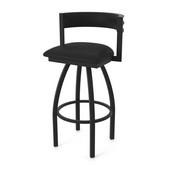 861 Artemis Swivel Stool with Black Wrinkle Finish and Black Vinyl Seat and Back, AGS-86125BWBlkVinyl