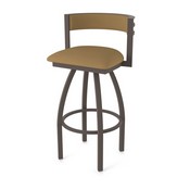 861 Artemis Swivel Stool with Bronze Finish and Canter Saddle Seat and Back, AGS-86125BZ012