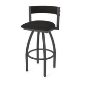 861 Artemis Swivel Stool with Pewter Finish and Canter Espresso Seat and Back, AGS-86125PW003