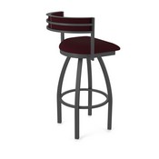 861 Artemis Swivel Stool with Pewter Finish and Canter Bordeaux Seat and Back, AGS-86125PW005