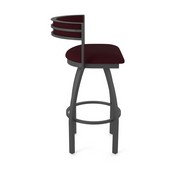 861 Artemis Swivel Stool with Pewter Finish and Canter Bordeaux Seat and Back, AGS-86125PW005