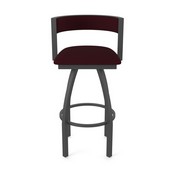861 Artemis Swivel Stool with Pewter Finish and Canter Bordeaux Seat and Back, AGS-86125PW005