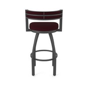 861 Artemis Swivel Stool with Pewter Finish and Canter Bordeaux Seat and Back, AGS-86125PW005