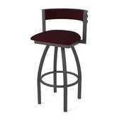 861 Artemis Swivel Stool with Pewter Finish and Canter Bordeaux Seat and Back, AGS-86125PW005