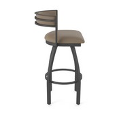 861 Artemis Swivel Stool with Pewter Finish and Canter Earth Seat and Back, AGS-86125PW006