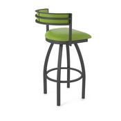 861 Artemis Swivel Stool with Pewter Finish and Canter Kiwi Green Seat and Back, AGS-86125PW009