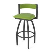 861 Artemis Swivel Stool with Pewter Finish and Canter Kiwi Green Seat and Back, AGS-86125PW009