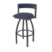 861 Artemis Swivel Stool with Pewter Finish and Graph Anchor Seat and Back, AGS-86125PW014