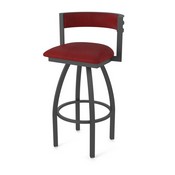 861 Artemis Swivel Stool with Pewter Finish and Graph Ruby Seat and Back, AGS-86125PW016