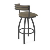 861 Artemis Swivel Stool with Pewter Finish and Graph Cork Seat and Back, AGS-86125PW017