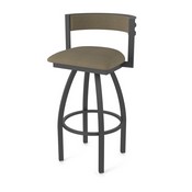 861 Artemis Swivel Stool with Pewter Finish and Graph Cork Seat and Back, AGS-86125PW017