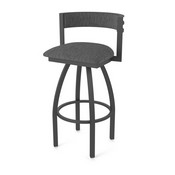 861 Artemis Swivel Stool with Pewter Finish and Graph Coal Seat and Back, AGS-86125PW018