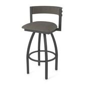 861 Artemis Swivel Stool with Pewter Finish and Graph Chalice Seat and Back, AGS-86125PW019