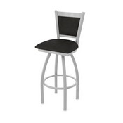 870 Hadleigh Swivel Stool with Anodized Nickel Finish and Canter Espresso Seat and Back, AGS-87025AN003