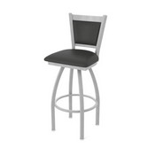 870 Hadleigh Swivel Stool with Anodized Nickel Finish and Canter Iron Seat and Back, AGS-87025AN008