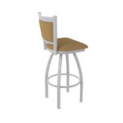 870 Hadleigh Swivel Stool with Anodized Nickel Finish and Canter Saddle Seat and Back, AGS-87025AN012