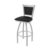 870 Hadleigh Swivel Stool with Anodized Nickel Finish and Black Vinyl Seat and Back, AGS-87025ANBlkVinyl