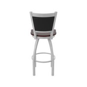 870 Hadleigh Swivel Stool with Anodized Nickel Finish and Dark Cherry Maple Seat and Black Vinyl Back, AGS-87025ANDCMpl