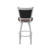 870 Hadleigh Swivel Stool with Anodized Nickel Finish and Dark Cherry Oak Seat and Black Vinyl Back, AGS-87025ANDCOak