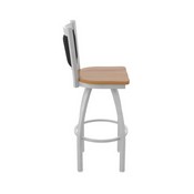 870 Hadleigh Swivel Stool with Anodized Nickel Finish and Medium Maple Seat and Black Vinyl Back, AGS-87025ANMedMpl