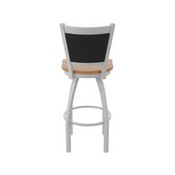 870 Hadleigh Swivel Stool with Anodized Nickel Finish and Medium Maple Seat and Black Vinyl Back, AGS-87025ANMedMpl