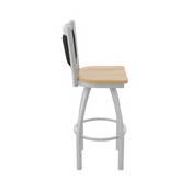 870 Hadleigh Swivel Stool with Anodized Nickel Finish and Natural Maple Seat and Black Vinyl Back, AGS-87025ANNatMpl